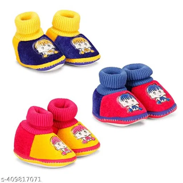 Booties for Infants, Pack of 3 (Multicolor, 0-3 Months)