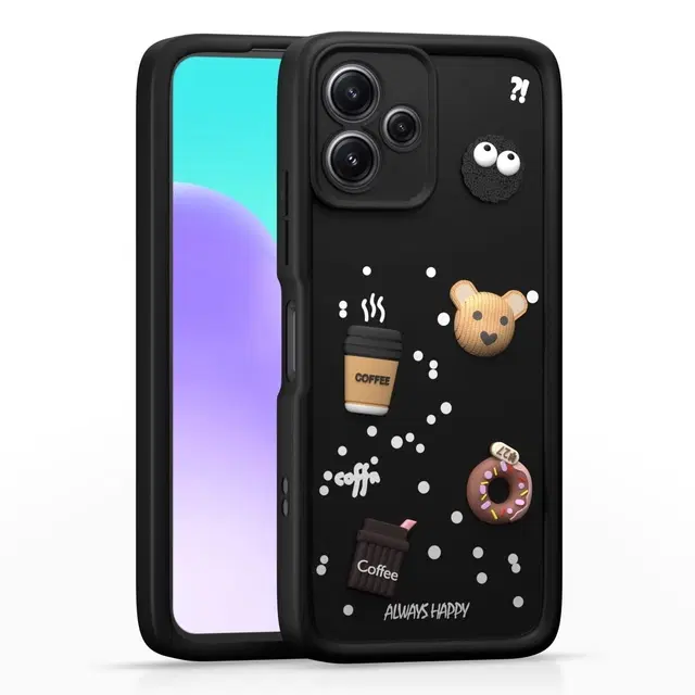 Rubber Mobile Back Cover for REDMI 12 5G (Black)