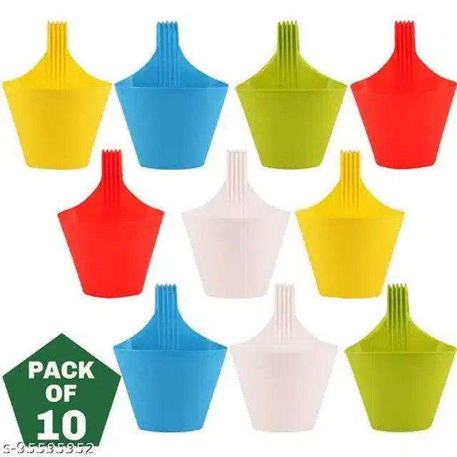 Hanging Plastic Hook Pot, Pack of 10, Multicolor