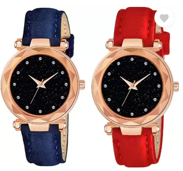 Analog Watch for Women, Pack of 2 (Multicolor)