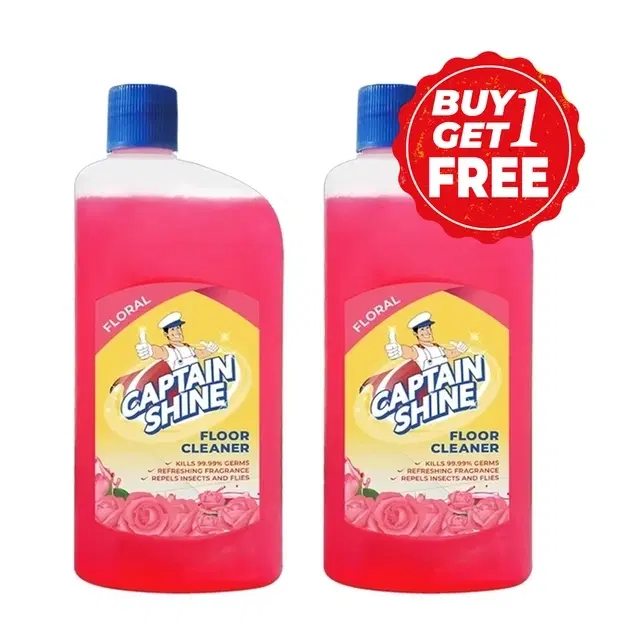 Captain Shine Disinfectant Floor Cleaner (Floral) 2X500 ml (Buy 1 Get 1 Free)