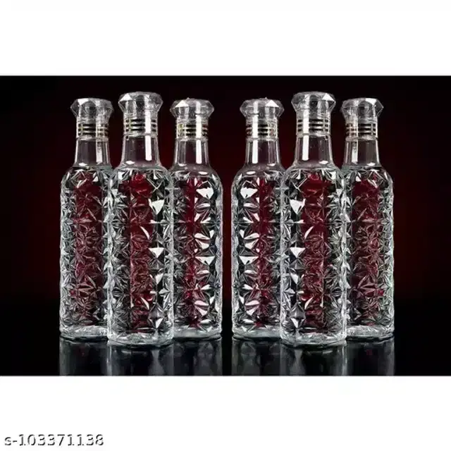 Plastic Water Bottle Set, Pack of 6, 1000 ml, White