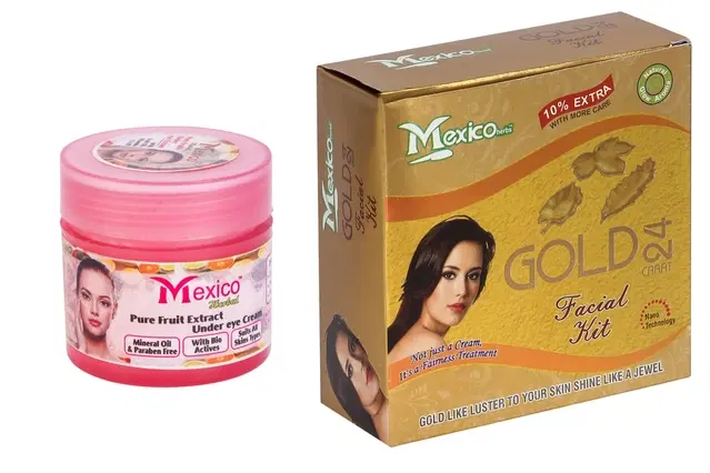 Maxico Herbs Gold Facial Kit with Fruit Under Eye Cream, Pack of 2