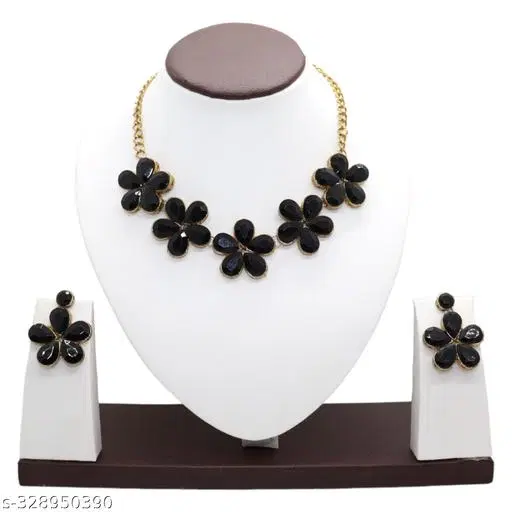 Stylish Kundan & Alloy Women’S Jewellery Sets, Black