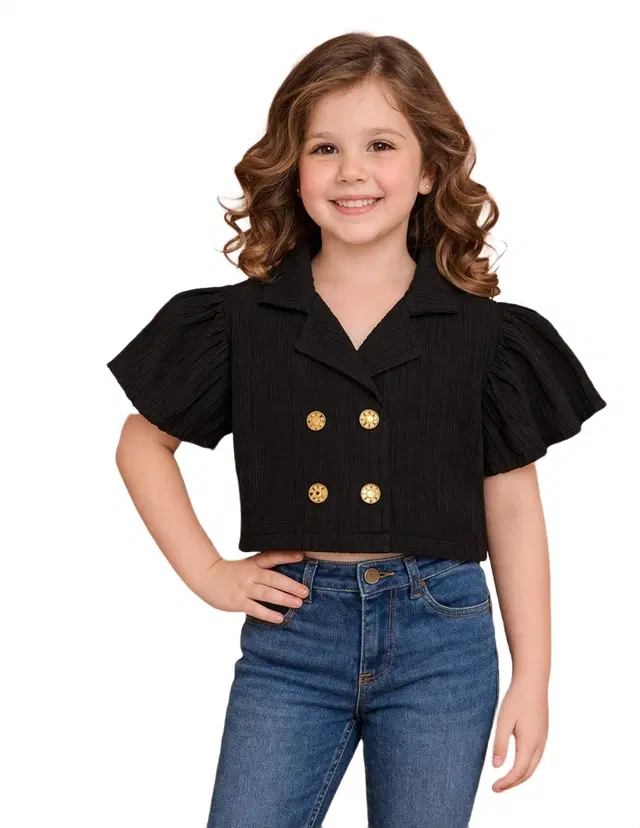 Printed Party Wear Dress for Girls (Black, 3-4 Years)