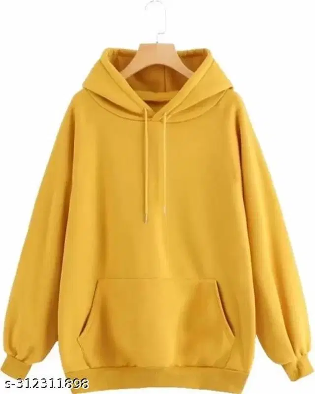 Fleece Hoodie for Women (Yellow, S)