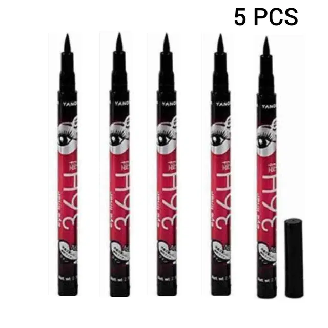 36H Waterproof Smudgeproof Long Lasting Sketch Eyeliner, Black, Pack of 5