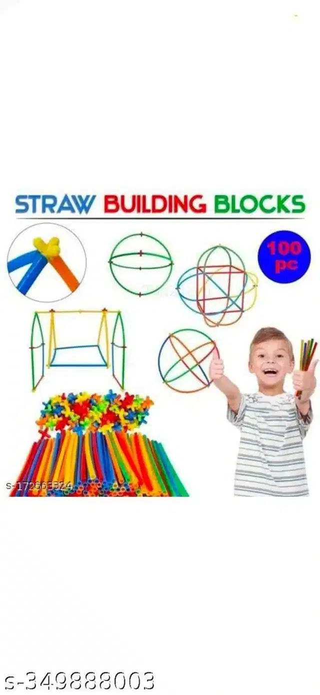 Plastic Block Toys for Kids, Multicolor, Set of 100