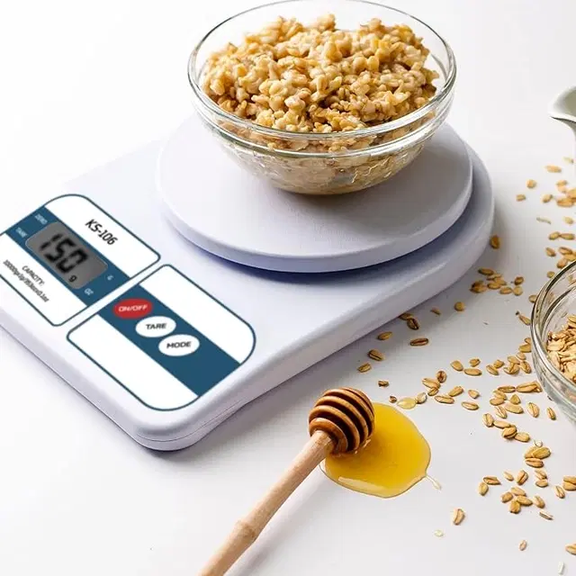 Portable Digital Weight Machine with LCD Display for Kitchen, White