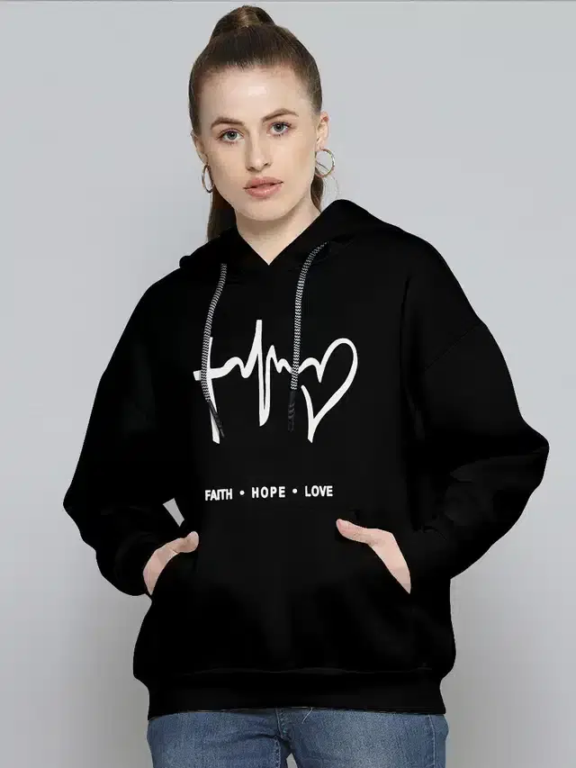 Hooded Sweatshirt for Girls (Black, S)