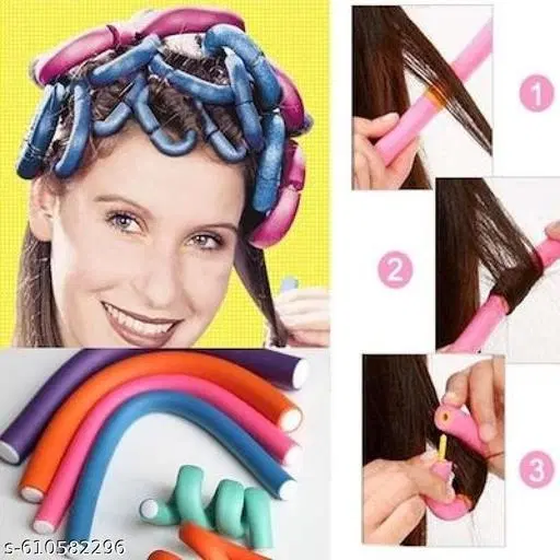Hair Curling Flexi Rods 10 Pieces Magical Hair Foam Rollers Soft Twist Curler Rods for Your Hair Without Heat Hair Bendy Styling Curly Hairstyle Sticks Hair Pin Combo Pack of 10 Pcs