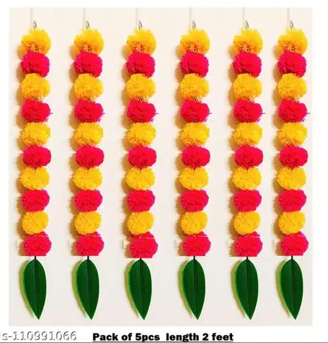 Beautiful Flower Toran, Multicolor, 2 Feet, Pack of 5