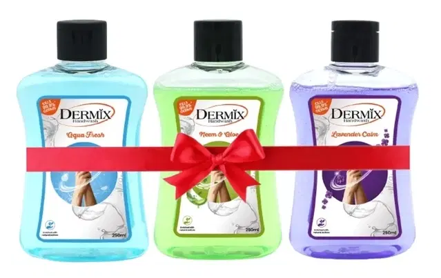 Dermix Hand Wash Combo (Aqua, Lavender and Neem & Alovera) 3X250 ml (Travel Pack)