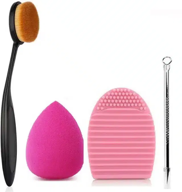 Combo of Makeup Tools, Set of 4, Multicolor