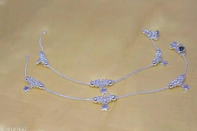 German Silver Anklet for Women, Set of 1 (Silver)