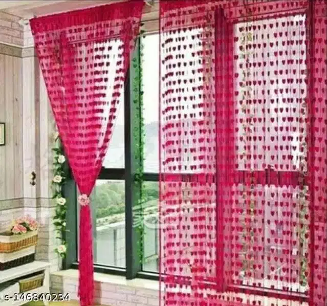 Curtains for Window, Dark Pink, 5 feet, Pack of 2