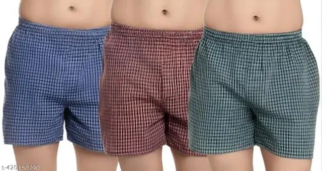 Cotton Shorts for Men, Pack of 3 (Multicolor, M)