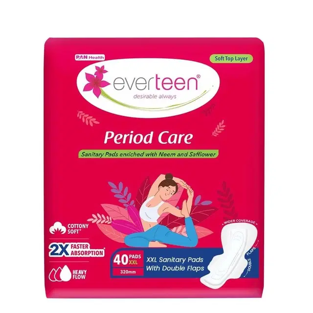 Everteen Period Care Sanitary Pads Enriched With Neem & Safflower (XXL) - 40 Pads