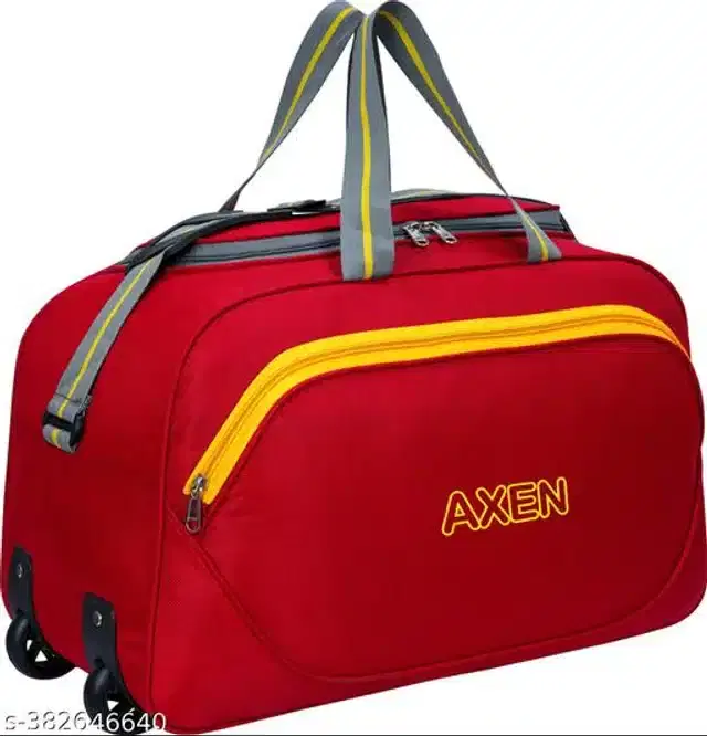 PU Trolley Duffel Bag for Men & Women, Red