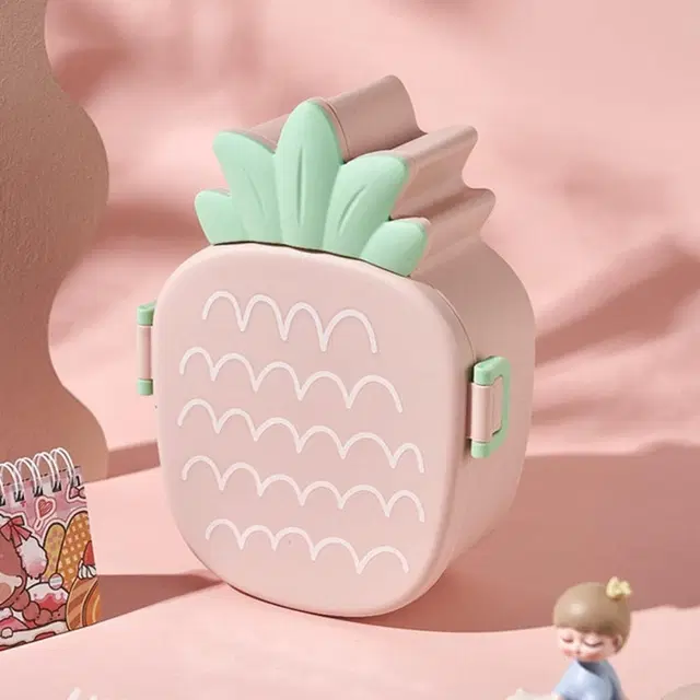 Cute Pineapple Shaped Bento Box with Fork Spoon Kids Lunch Box, Assorted_5750