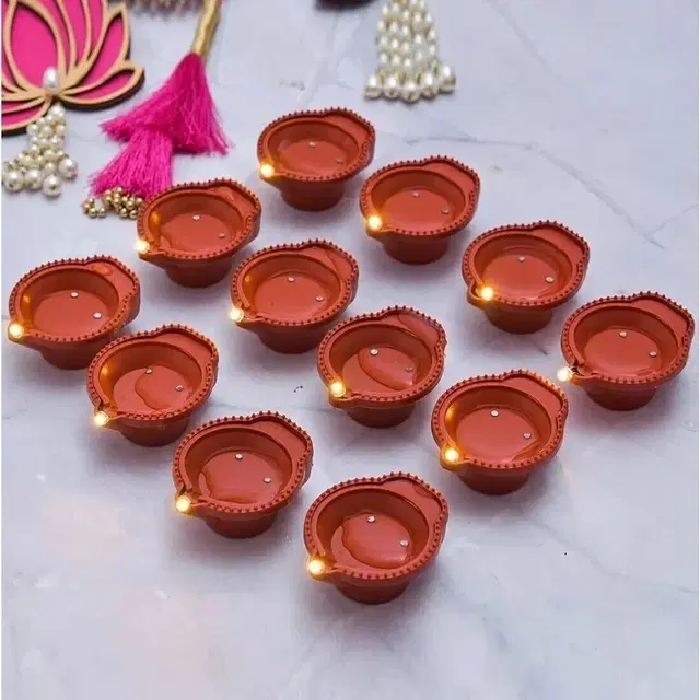 Plastic Water Sensor Led Diyas [Pack Of 12]