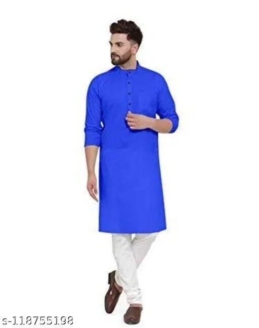 Mandarin Neck Kurta for Men (Blue, 4XL)