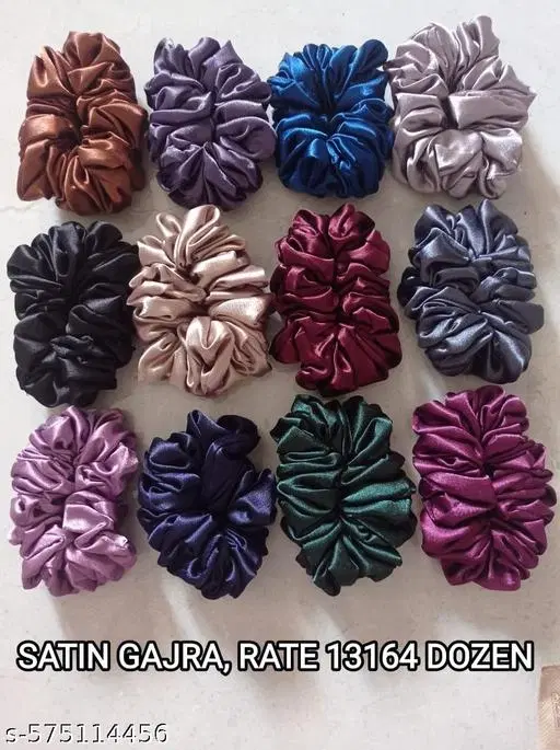Scrunchies for Women (Blue, Pack of 12)