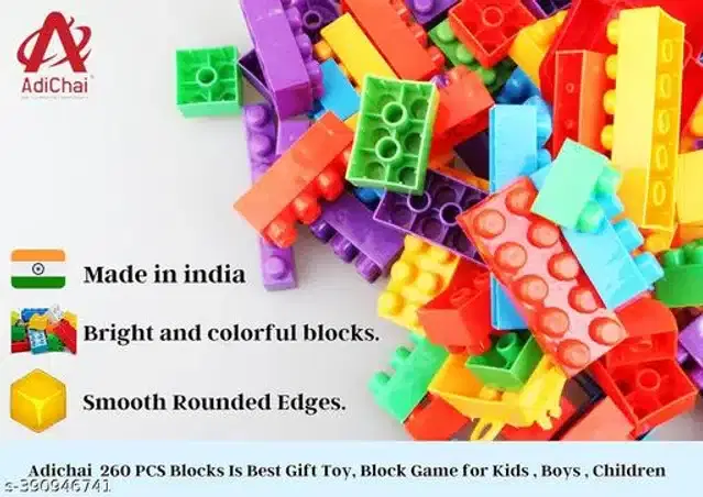 Plastic Block Toys for Kids, Multicolor, Set of 50