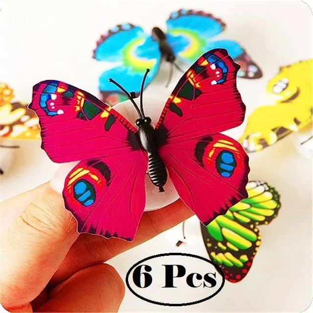 Plastic LED 3D Butterfly Wall Stickers, Multicolor, Pack of 6