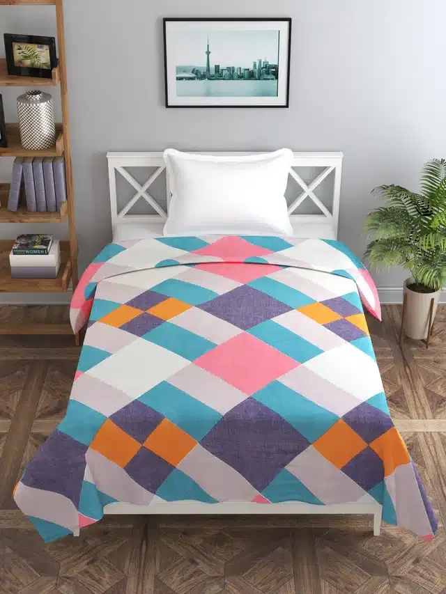 Printed Single Duvet Cover with Zipper, Multicolor, 60x90 Inches