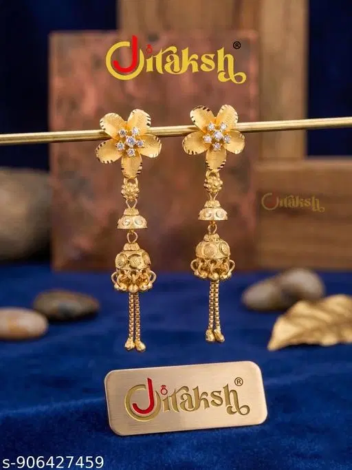 Traditional Jhumkhas for Women (Gold, Free Size)