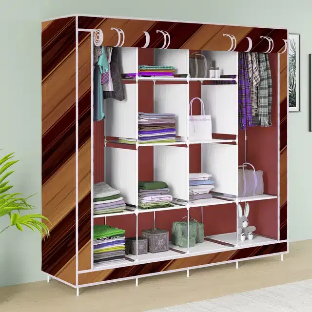 Carbon Steel 3 Door 12 Shelf Printed, Gold