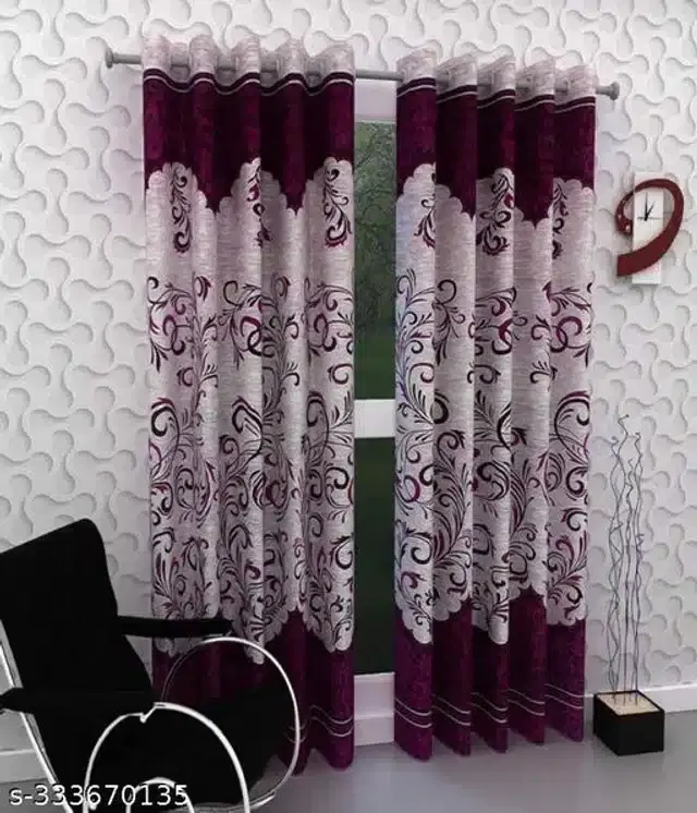 Polyester Curtain for Door, Multicolor, 7 Feet