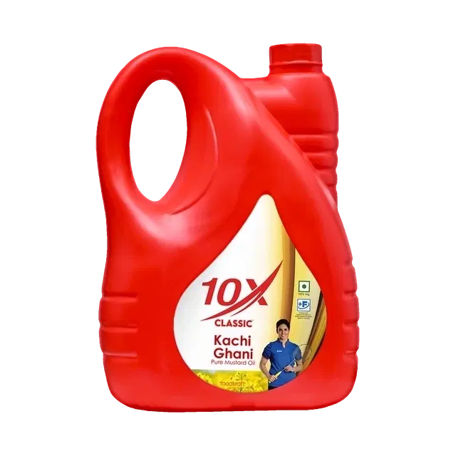 10x Classic Kachi Ghani Mustard Oil 1.770 kg Hdpe Jar