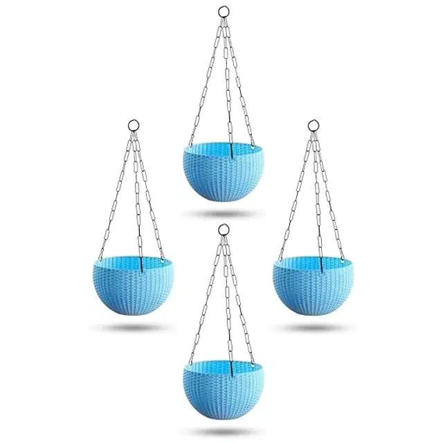 Plastic Hanging Pot for Indoor & Outdoor, Multicolor, 8 Inch, Pack of 4