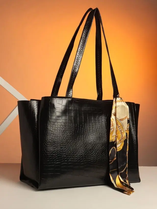 Leather Look Solid Women Handbag, Brown