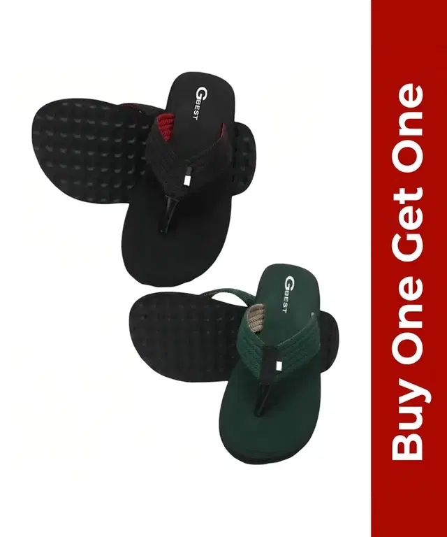 Extra Comfort Slippers for Men, Buy 1 Get 1, Green & Black (7)
