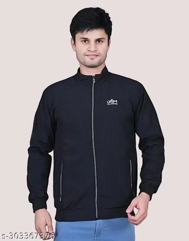 Polyester Jacket for Men (Black, M)