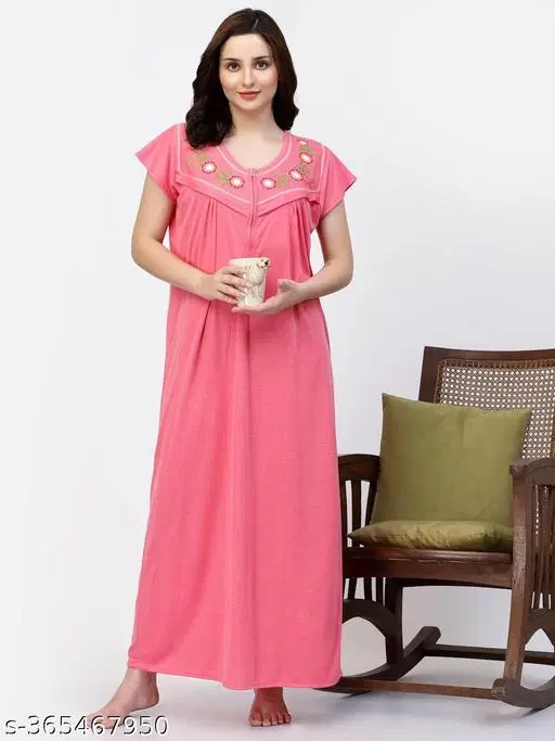 Satin Soft & Attractive Nightdress for Women & Girls , Orange (M)