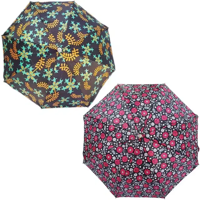 Printed Umbrella for Unisex, Multicolor, Pack of 2