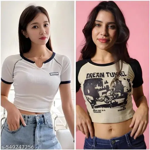 Lycra Top for Women, White, Pack of 2 (XS)