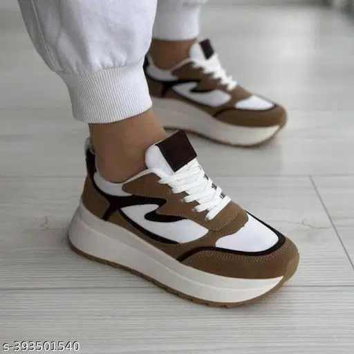 Casual Shoes for Women (Tan & White, 7)