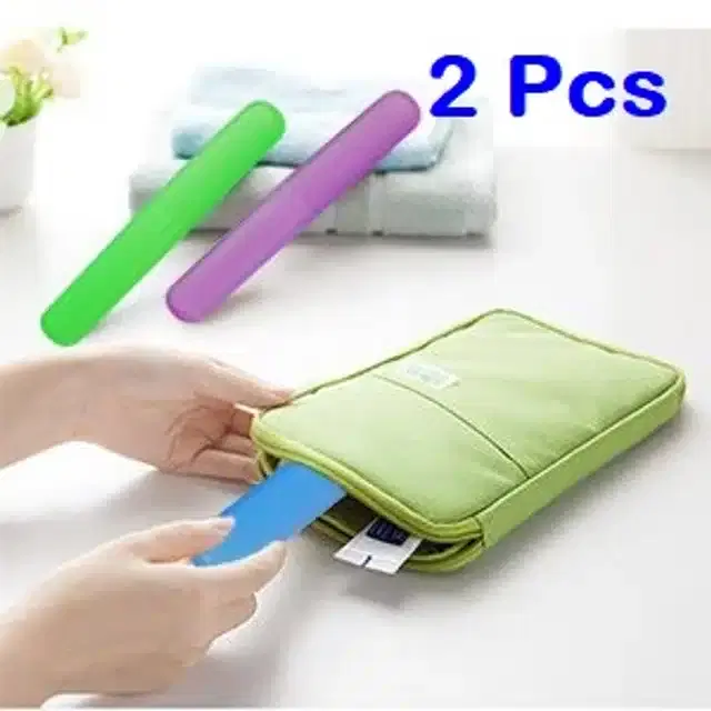 Plastic Toothbrush Cover, Pack of 2, Multicolor