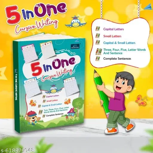 Practice Book Of 5 in One Cursive Writing for Kids | Improve Handwriting Skills, Letter Formation, Sentence Practice, Pattern Tracing, Daily Writing Exercises | Perfect Workbook for Students, Homeschooling and Early Learning