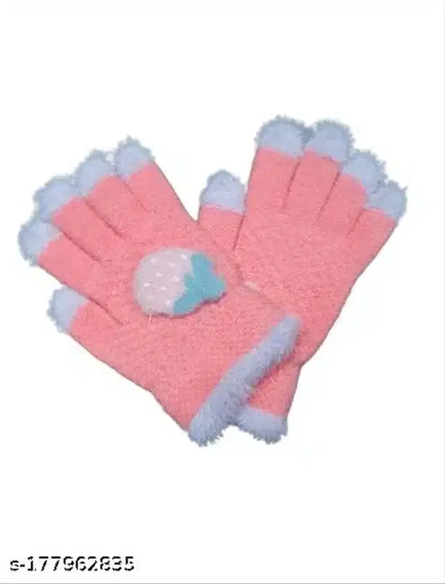 Woolen Winter Gloves for Kids (Pink, 3-6 Years)