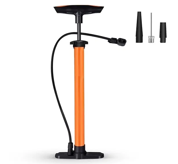 Plastic Bicycle Pump, Orange & Black