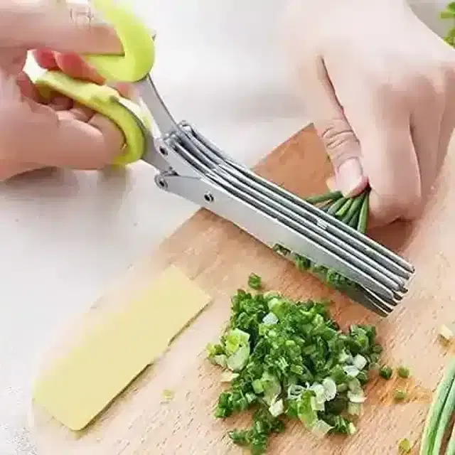 K Kudos Multi-Functional Stainless Steel Kitchen Knives 5 Layers Scissors Cut Herb Spices Cooking Tools