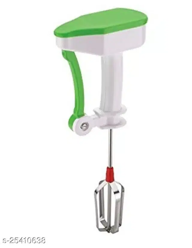 Stainless Steel Hand Manual Blender, Green & White