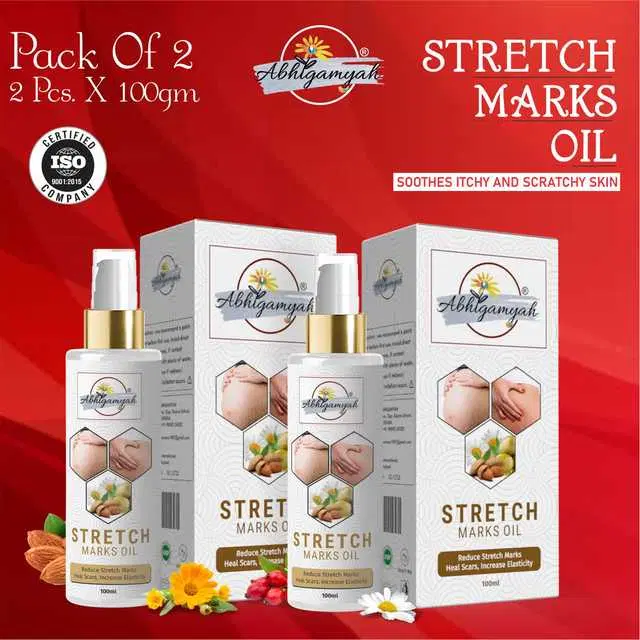 Abhigamyah Present Repair Stretch Marks Removal Natural Heal Pregnancy Breast, Hip, Legs, Mark Oil, 100 ml, Pack Of 2, A-964