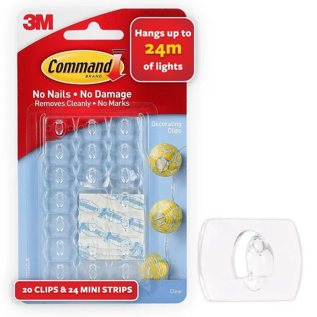 Command Decorating & Organizing Pack Of 20 Clips/hooks And 24 Mini Strips